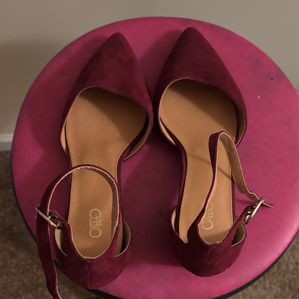 Cato Maroon Ankle Strap Heels